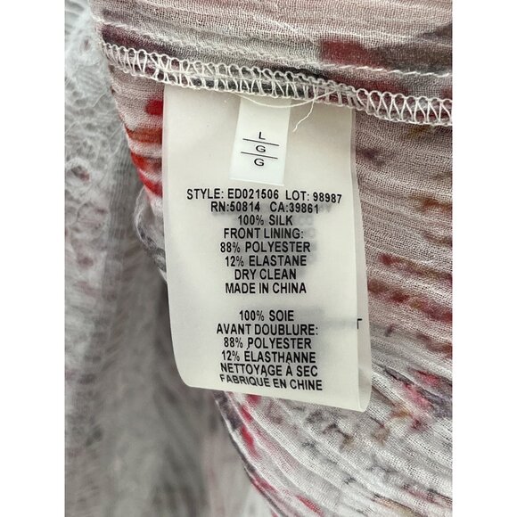 Elie Tahari 100% SIlk Floral Pattern Lace Details‎ Bell Sleeve Shamra Blouse L - Picture 8 of 10